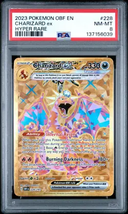 2023 POKEMON OBF EN-OBSIDIAN FLAMES HYPER RARE #228 CHARIZARD EX PSA 8 - Image 1