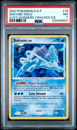 2007 Pokemon Secret Wonders Cracked Ice Holo Suicune #19 PSA 7 NEAR MINT NM - Image 1