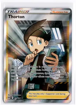 2022 TCG Pokemon #195 Thorton 195/196 Holo Full Art Trainer Lost Origin - Image 1