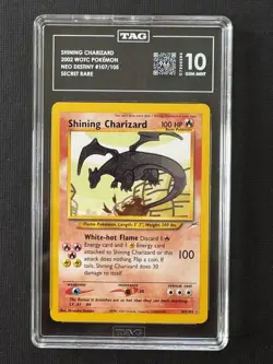 Pokemon Shining Charizard 107/105 Neo Destiny Secret Rare Holo TAG 10 Rank 3 - Image 3