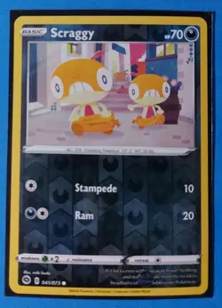 reverse holo Scraggy 041/073 Pokemon card Champion's Path common NM - Image 1
