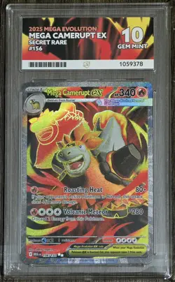 Pokemon TCG - Mega Camerupt EX - 156/132 - Mega Evolution ACE 10 Gem Mint - Image 1