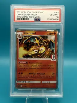 2021 POKEMON INDONESIAN SM PROMO KFC CHAKI KIDS MEAL #181 CHARIZARD-HOLO PSA 10 - Image 1