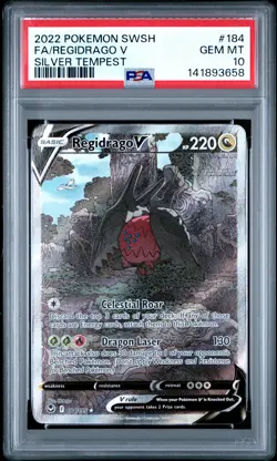 2022 POKEMON SWORD & SHIELD SILVER TEMPEST #184 FULL ART/REGIDRAGO V PSA 10 - Image 1