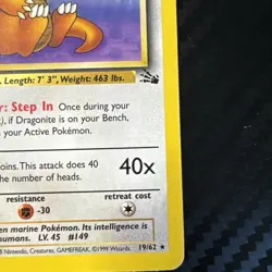 WOTC Dragonite 19/62 Fossil 1st Edition Pokemon TCG Rare 100HP 1999 MP - Image 5