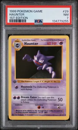 1999 POKEMON BASE SET 1ST EDITION #29 HAUNTER PSA 7 - Image 1