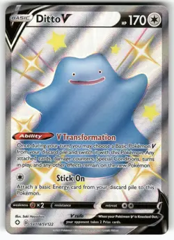 Ditto V SV118/SV122 Holo V Rare Shining Fates Shiny Vault Pokemon Near Mint - Image 1