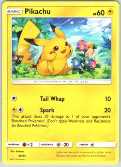 Pikachu (#29) 29/30 Common SM Trainer Kit: Lycanroc & Alolan Raichu Pokemon NM - Image 1