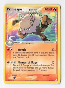 Primeape 50/110 Regular Delta Species Holon Phantoms Vintage Pokemon Card DMG/HP - Image 1