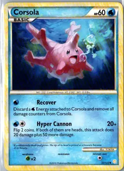 CORSOLA 37/123 UNCOMMON HEARTGOLD & SOULSILVER POKEMON TOKIYA MP - Image 1