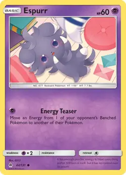 Espurr 44/131 Forbidden Light Pokemon Card NM - Image 1