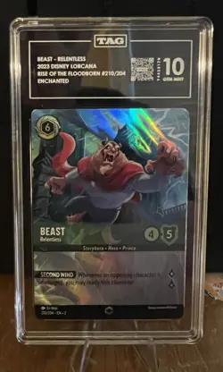 Lorcana Rise of the Floodborn Beast Relentless (Enchanted) Card #210/204 TAG 10 - Image 1