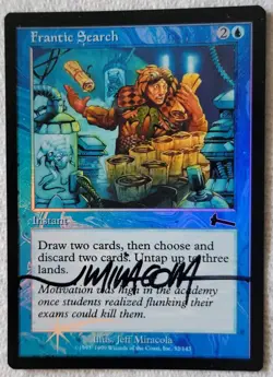 MTG Foil Frantic Search Urza's Legacy Instant Blue 1999 Jeff Miracola 33/143 - Image 1