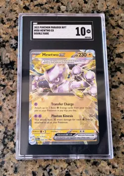 ✨Mewtwo EX Ultra RARE Pokemon Card SGC 10 GEM MINT Paradox Rift #058/182 (2023)✨ - Image 1