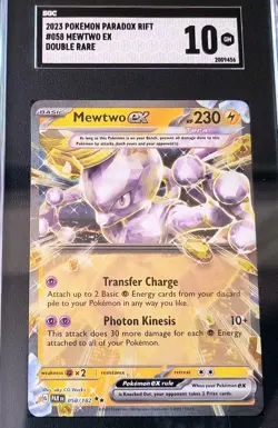✨Mewtwo EX Ultra RARE Pokemon Card SGC 10 GEM MINT Paradox Rift #058/182 (2023)✨ - Image 2