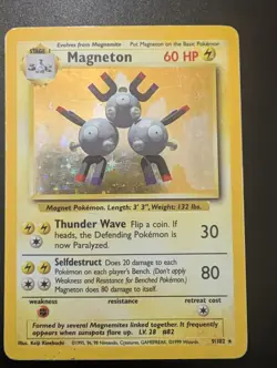Pokemon TCG Magneton Holo Card 9/102 Base Set Unlimited Rare MP Condition - Image 4
