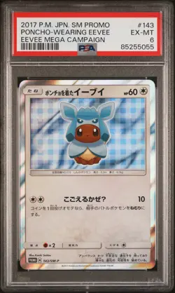 Poncho Wearing Eevee 143/SM-P Mega Campaign Sm Promo Pokemon Japanese PSA 6 - Image 1
