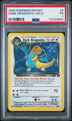 Pokemon Dark Dragonite Holo Rare Team Rocket 2000 5/82 PSA 1 - Image 1