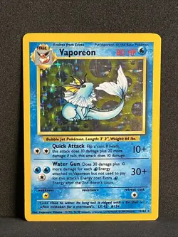 Vaporeon Holo #12/64 NO SYMBOL Error 1999 Pokemon Jungle - Image 5