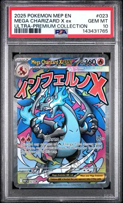 2025 POKEMON MEP EN-ME BLACK STAR PROMO #023 MEGA CHARIZARD X EX PSA 10 - Image 1