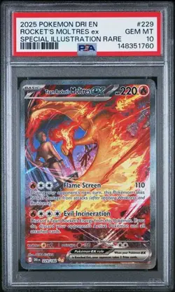 Pokemon Destined Rivals Team Rocket’s Moltres Ex SIR PSA 10 Gem Mint #229 - Image 1