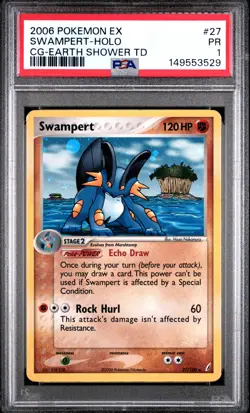 2006 POKEMON EX CRYSTAL GUARDIANS EARTH SHOWER THEME DECK SWAMPERT-HOLO PSA 1 - Image 1