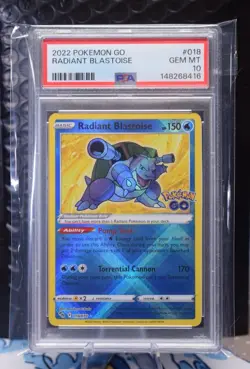 2022 Pokemon GO Radiant Blastoise #018 PSA 10 GEM MT - Image 1