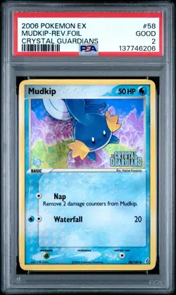 2006 POKEMON EX CRYSTAL GUARDIANS #58 MUDKIP-REVERSE FOIL PSA 2 - Image 1