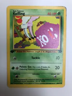 1999 Pokemon 1st Edition Koffing - Team Rocket 58/82 - Played - WOTC - Image 1