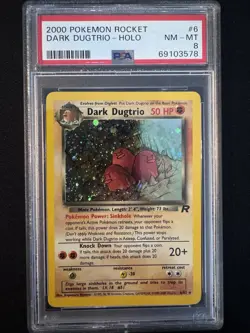 2000 POKEMON Team ROCKET Holo Dark Dugtrio #6 PSA 8 Card - Image 1
