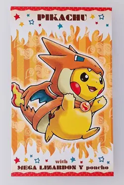 Pikachu with Mega Charizard X Poncho Pokemon Business Card A total of 2 sheets. - Image 1
