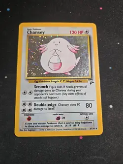 Pokemon TCG - Chansey 3/130 Base Set 2 Holo Rare Vintage WOTC Card | DMG - Image 1