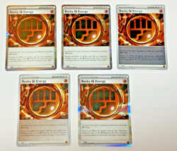 Pokemon 5 Card Lot Rocky Energy 4 HOLO/ 1 REVERSE HOLO - Perfect Order - NM - Image 1