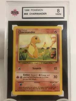 Pokemon KSA 8 NM/M Charmander Base Set Unlimited 1999 Original Card 46/102 - Image 1