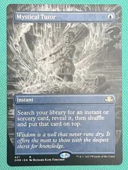 Mystical Tutor Borderless Dominaria Remastered Rare Blue Instant Reg MTG 421 NM - Image 1