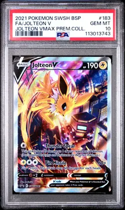 Pokemon Jolteon V SWSH183 - PSA 10 GEM MINT - Sword & Shield VMAX Premium Coll - Image 1