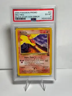 POKEMON 2000 Promo MOLTRES Black Star Aoki Error #21 PSA 6 RARE - Image 1