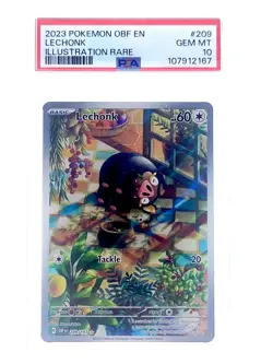 PSA 10 2023 LECHONK POKEMON OBF EN-OBSIDIAN FLAMES ILLUSTRATION RARE #209 - Image 1