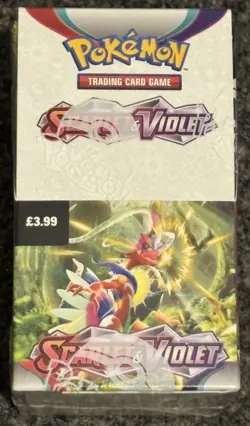 Sealed Half Booster Box of 18 Packs from the Pokemon TCG Scarlet & Violet set. - Image 1