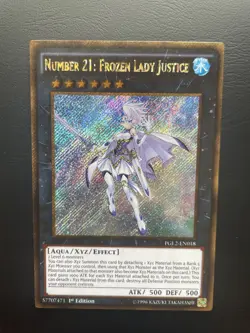 Yugioh Number 21: Frozen Lady Justice PGL2-EN018 Gold Secret Rare 1st Ed NM/LP - Image 1