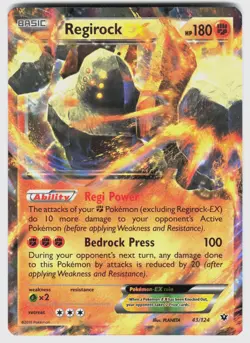 REGIROCK EX 43/124 HOLO EX RARE FATES COLLIDE POKEMON HOLO NM/M - Image 1