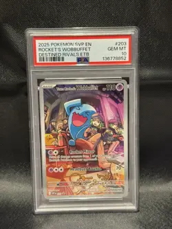 Pokemon Team Rocket's Wobbuffet Destined Rivals ETB Promo SVP EN 203 PSA 10 Card - Image 1