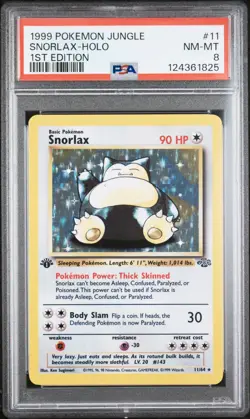 Pokemon Snorlax Jungle Holo Rare 1st Edition #11 PSA 8 1999 - Image 1
