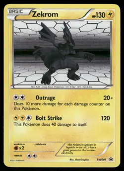Pokemon Cards Zekrom BW005 Black And White Holo Promo LP - Image 1