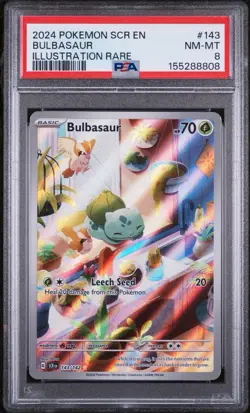 2024 POKEMON SCR EN-STELLAR CROWN ILLUSTRATION RARE #143 BULBASAUR PSA 8 - Image 1