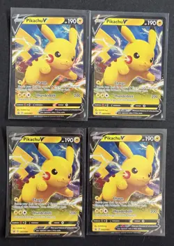 🔥 Pokemon Pikachu V Promo SWSH061 Holo Black Star Promo 4 Card Lot NM - Image 1