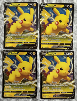🔥 Pokemon Pikachu V Promo SWSH061 Holo Black Star Promo 4 Card Lot NM - Image 2