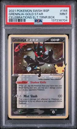 PSA 9 Greninja Gold Star SWSH144 - Celebrations Promo - Graded Pokemon - Image 1