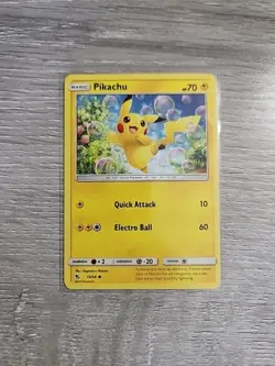 Pikachu 19/68 Pokemon TCG Sun Moon Hidden Fates Non-holo Card - LP - Image 1