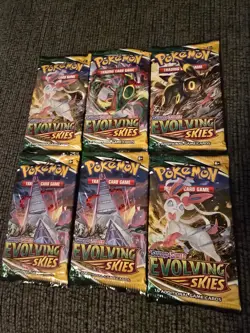 Pokemon Evolving Skies Booster Pack Lot Of 6 - Image 1